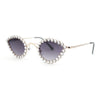 Large Rhinestone Rim Micro Small Hippie Cat Eye Metal Sunglasses