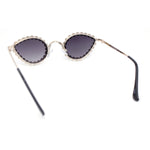 Large Rhinestone Rim Micro Small Hippie Cat Eye Metal Sunglasses