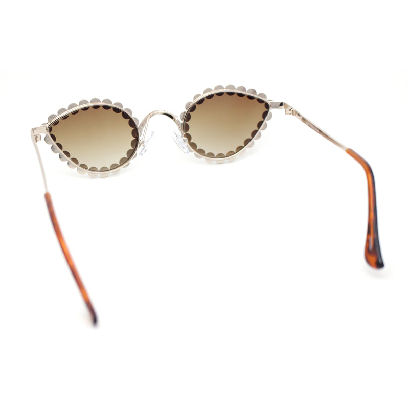 Large Rhinestone Rim Micro Small Hippie Cat Eye Metal Sunglasses