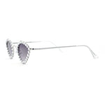 Large Rhinestone Rim Micro Small Hippie Cat Eye Metal Sunglasses