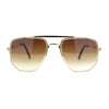 Mens Luxury Mobster Mafia Metal Rim Double Bridge Bevel Lens Sunglasses