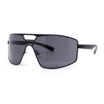 Mens Oversized Luxury Metal Rim Shield Classy European Fashion Sunglasses