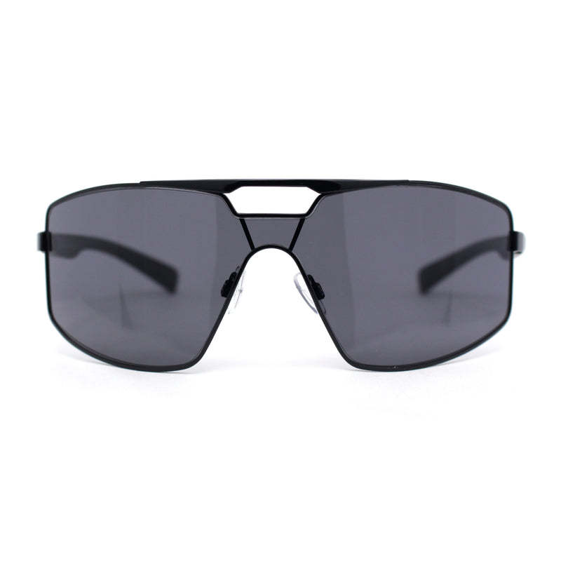 Mens Oversized Luxury Metal Rim Shield Classy European Fashion Sunglasses