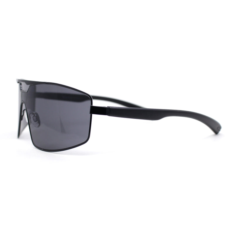 Mens Oversized Luxury Metal Rim Shield Classy European Fashion Sunglasses