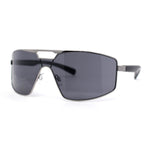 Mens Oversized Luxury Metal Rim Shield Classy European Fashion Sunglasses