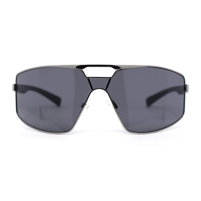 Mens Oversized Luxury Metal Rim Shield Classy European Fashion Sunglasses