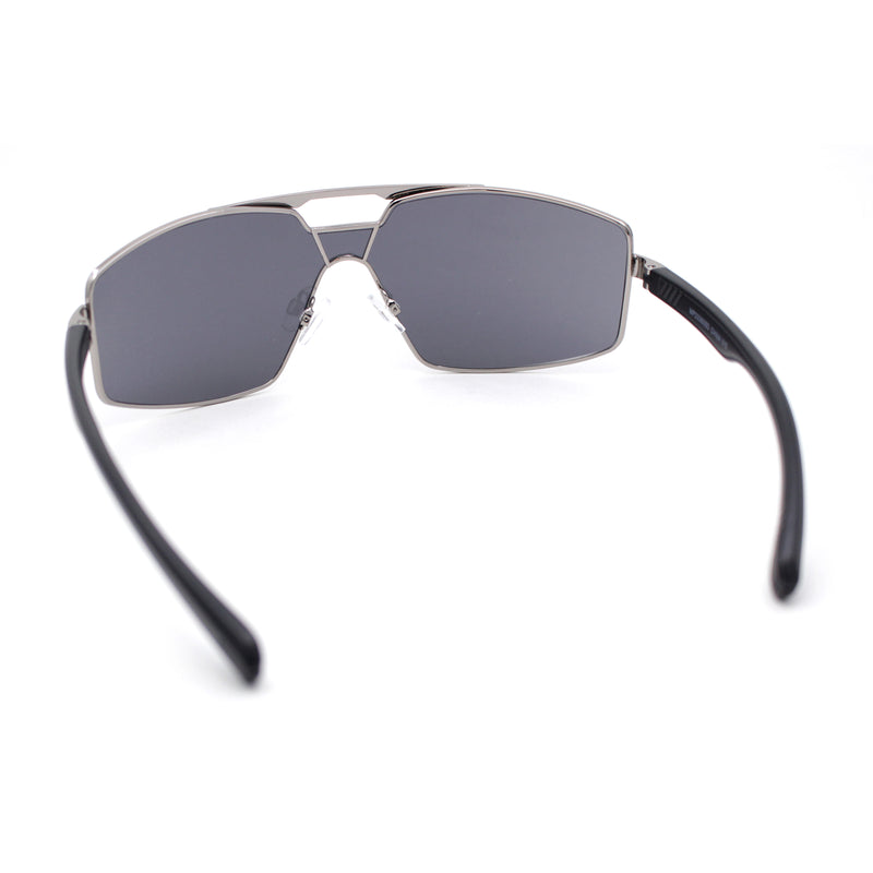 Mens Oversized Luxury Metal Rim Shield Classy European Fashion Sunglasses