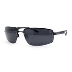 Polarized Antiglare Mens Rimless Rectangle Metal Rim Agent Sunglasses