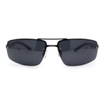 Polarized Antiglare Mens Rimless Rectangle Metal Rim Agent Sunglasses