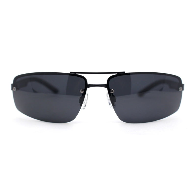 Polarized Antiglare Mens Rimless Rectangle Metal Rim Agent Sunglasses