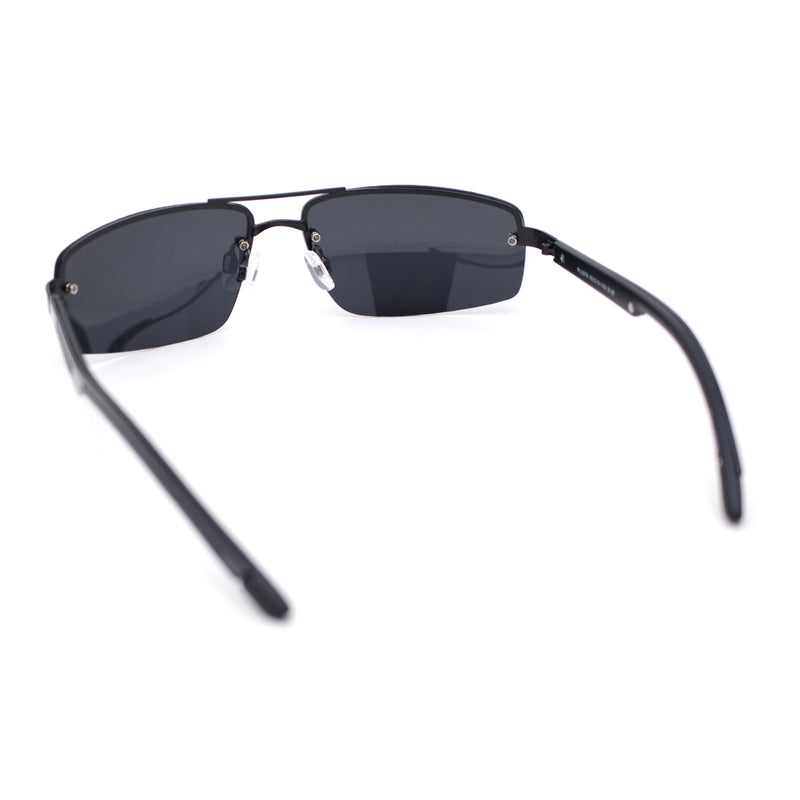 Polarized Antiglare Mens Rimless Rectangle Metal Rim Agent Sunglasses