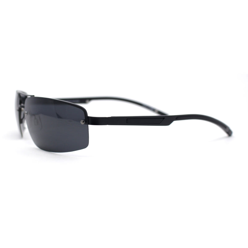 Polarized Antiglare Mens Rimless Rectangle Metal Rim Agent Sunglasses