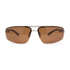 Polarized Antiglare Mens Rimless Rectangle Metal Rim Agent Sunglasses