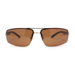 Polarized Antiglare Mens Rimless Rectangle Metal Rim Agent Sunglasses
