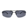 Polarized Antiglare Mens Rimless Rectangle Metal Rim Agent Sunglasses