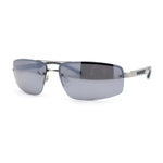 Polarized Antiglare Mens Rimless Rectangle Metal Rim Agent Sunglasses