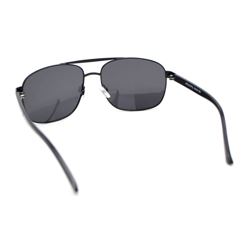 Polarized No Glare Mens Large Rectangle Metal Rim Racer Agent Sunglasses