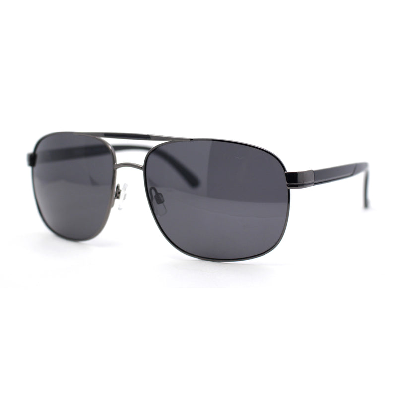 Polarized No Glare Mens Large Rectangle Metal Rim Racer Agent Sunglasses