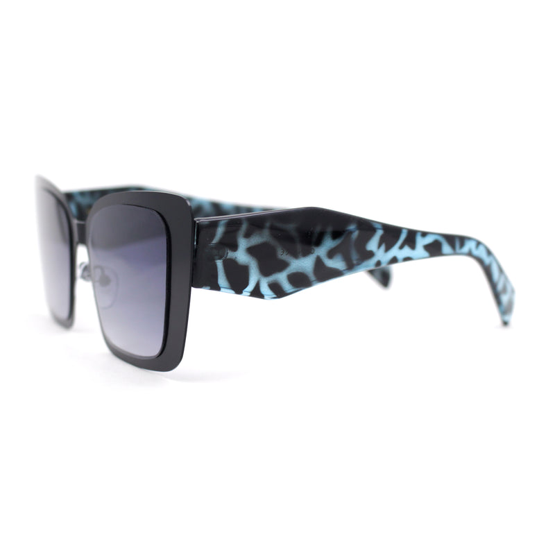 Womens Contemporary Mod Design Metal Rim Rectangle Cat Eye Sunglasses