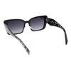 Womens Contemporary Mod Design Metal Rim Rectangle Cat Eye Sunglasses