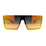 Colored Mirror Squared Rectangular Rimless Shield Plastic Fashion Sunglasses