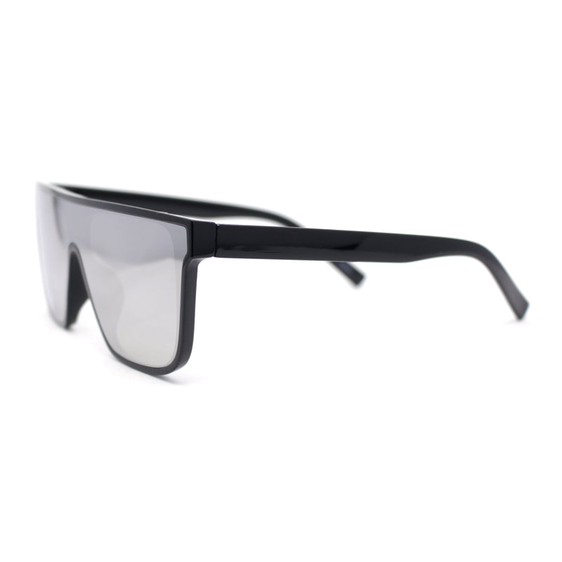 Hipster Urban Fashion Flat Top Shield Horn Rim Rectangular Plastic Sunglasses