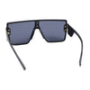 Womens Rimless Designer Shield Oversized Flat Top Mob Plastic Sunglasses