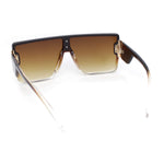 Womens Rimless Designer Shield Oversized Flat Top Mob Plastic Sunglasses