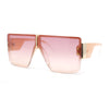 Womens Rimless Designer Shield Oversized Flat Top Mob Plastic Sunglasses