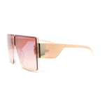 Womens Rimless Designer Shield Oversized Flat Top Mob Plastic Sunglasses