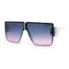 Womens Rimless Designer Shield Oversized Flat Top Mob Plastic Sunglasses