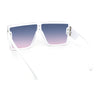 Womens Rimless Designer Shield Oversized Flat Top Mob Plastic Sunglasses