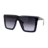 Showy Beveled Flat Top Oversized Shield Plastic Designer Fashion Sunglasses