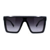 Showy Beveled Flat Top Oversized Shield Plastic Designer Fashion Sunglasses