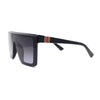 Showy Beveled Flat Top Oversized Shield Plastic Designer Fashion Sunglasses