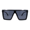 Showy Beveled Flat Top Oversized Shield Plastic Designer Fashion Sunglasses