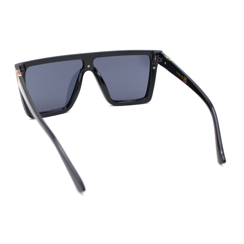 Showy Beveled Flat Top Oversized Shield Plastic Designer Fashion Sunglasses