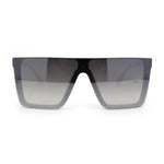Showy Beveled Flat Top Oversized Shield Plastic Designer Fashion Sunglasses