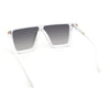 Showy Beveled Flat Top Oversized Shield Plastic Designer Fashion Sunglasses