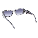 Womens Geometric Square Bevel Rectangle Rhinestone Jewel Plastic Sunglasses