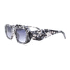 Womens Geometric Square Bevel Rectangle Rhinestone Jewel Plastic Sunglasses