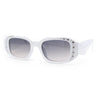 Womens Geometric Square Bevel Rectangle Rhinestone Jewel Plastic Sunglasses