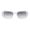 Womens Geometric Square Bevel Rectangle Rhinestone Jewel Plastic Sunglasses