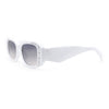 Womens Geometric Square Bevel Rectangle Rhinestone Jewel Plastic Sunglasses