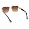 Manly Luxury Half Rim Mobster Rectangle Metal Rim Designer Fashion Sunglasses