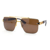 Manly Luxury Half Rim Mobster Rectangle Metal Rim Designer Fashion Sunglasses