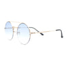 Hippie Gradient Round Circle Lens Metal Half Rim Double Bridge Sunglasses