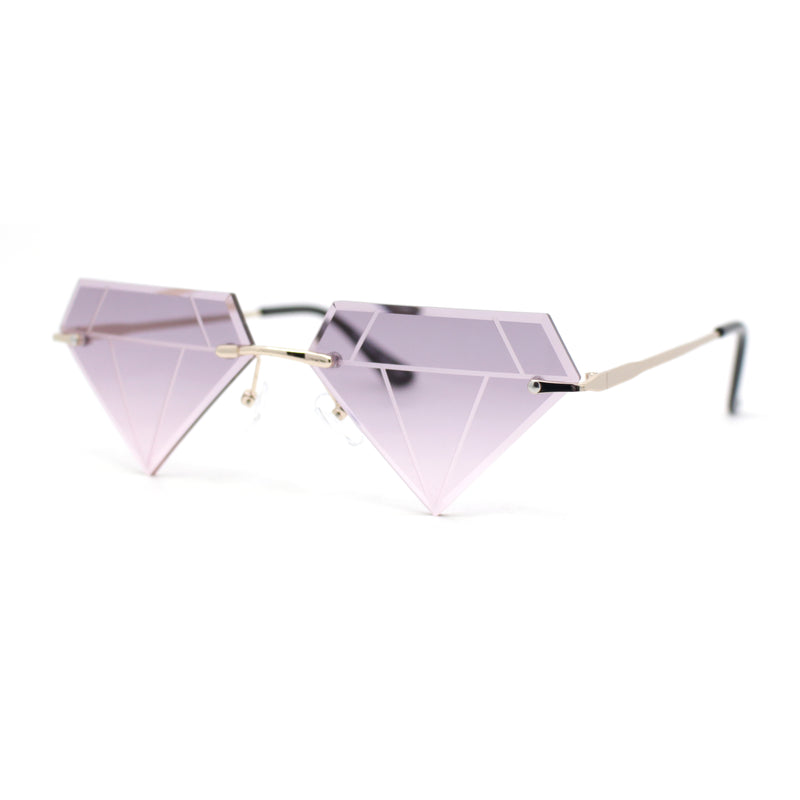 Kids Size Fun Bling Diamond Lens Rimless Party Shade Sunglasses