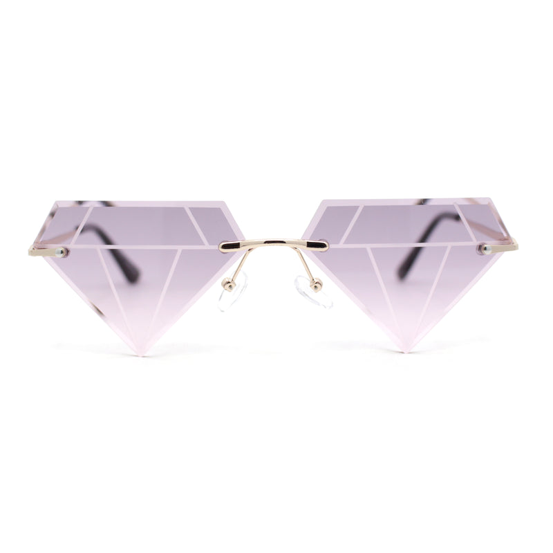 Kids Size Fun Bling Diamond Lens Rimless Party Shade Sunglasses