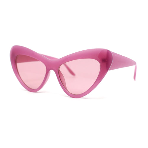 Womens Minimal Rounded Thick Plastic Retro Cat Eye Fashion Sunglasses